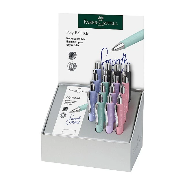 Faber-Castell Химикалка Poly Ball XB, автоматична, 15 броя, в комплект с 20 пълнителя