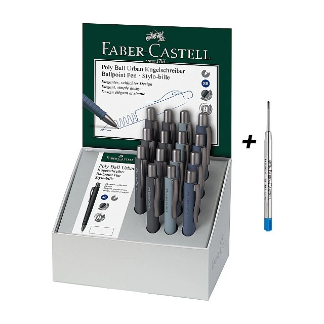 Faber-Castell Poly Ball Urban ballpoint, automatic, 15 pens with 20 refills
