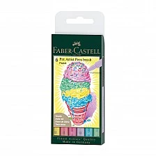 Faber-Castell Pitt Artist Pen brush marker B, 6 pastel colours
