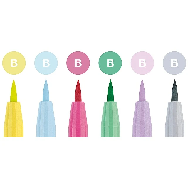 Faber-Castell Pitt Artist Pen brush marker B, 6 pastel colours