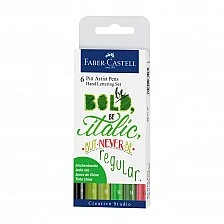 Faber-Castell Pitt Artist brush marker calligraphy set, 6 green colours