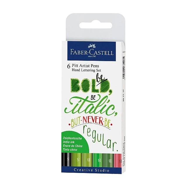Faber-Castell Pitt Artist brush marker calligraphy set, 6 green colours