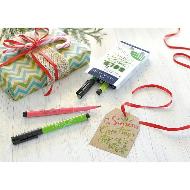 Faber-Castell Pitt Artist brush marker calligraphy set, 6 green colours