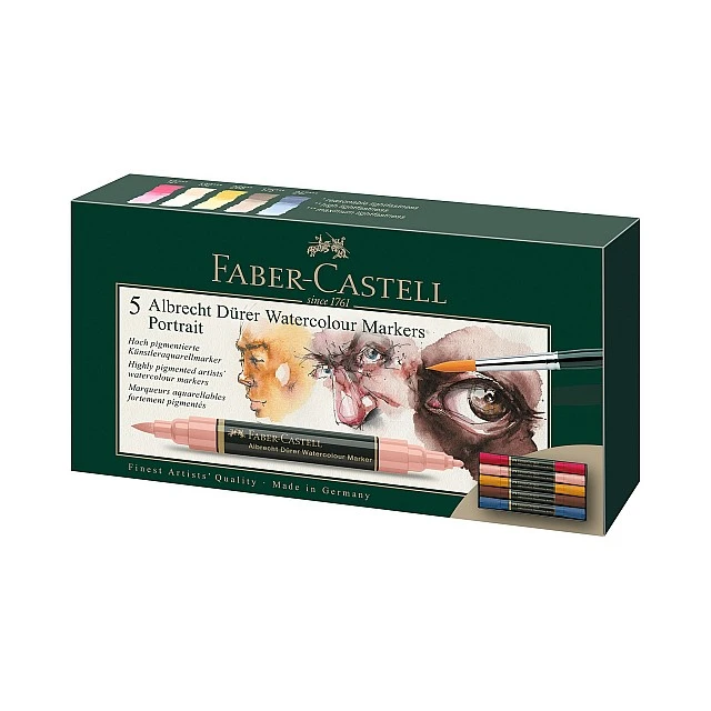 Faber-Castell Albrecht Dürer watercolour marker portrait, 5 colours