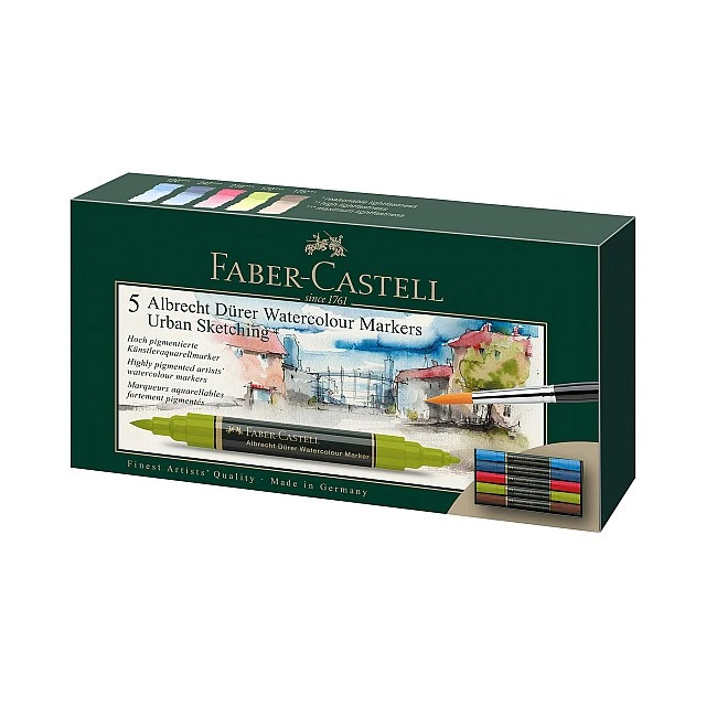 Faber-Castell Albrecht Dürer watercolour marker urban sketching, 5 colours