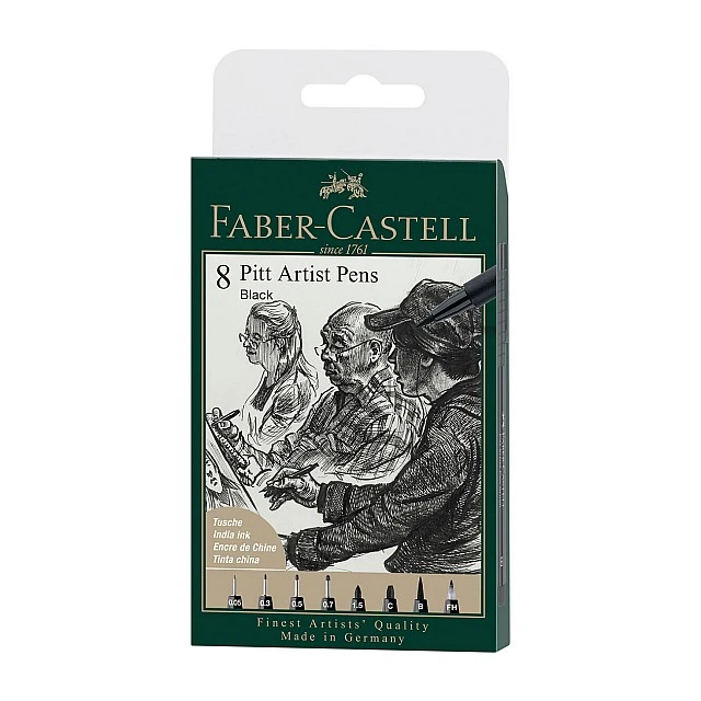 Faber-Castell Тънкописец Pitt, XXS, S, F, M, B, C, Fude H, 8 броя