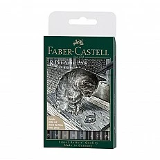 Faber-Castell Маркер-четка Pitt Artist, черно-сива, 8 броя