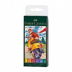 Faber-Castell Маркер-четка Pitt Artist, цветно колело, 6 броя