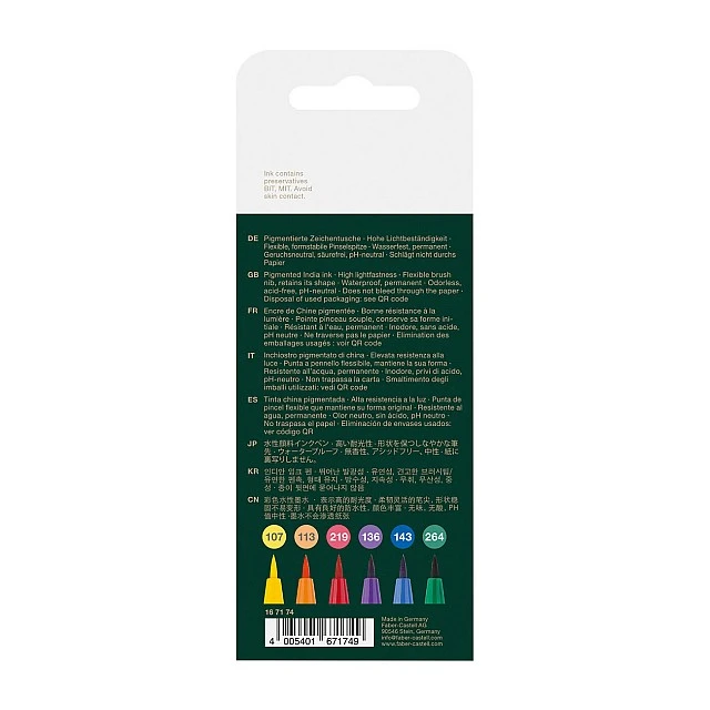 Faber-Castell Pitt Artist brush marker, color wheel, 6 pieces