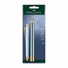 Faber-Castell Poly Ball Urban ballpoint pen with 2 sky blue pencils