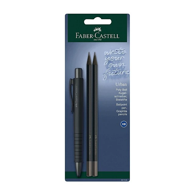 Faber-Castell Poly Ball Urban ballpoint pen with 2 black pencils