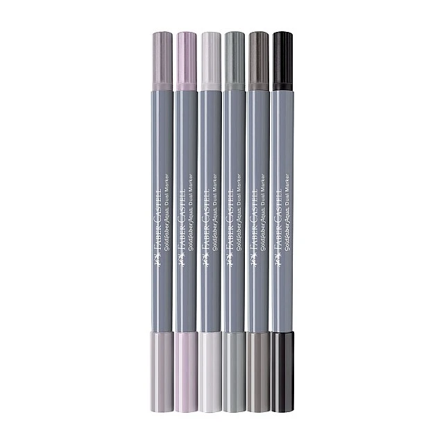 Faber-Castell Goldfaber A.Dual marker Grey, 6 pieces