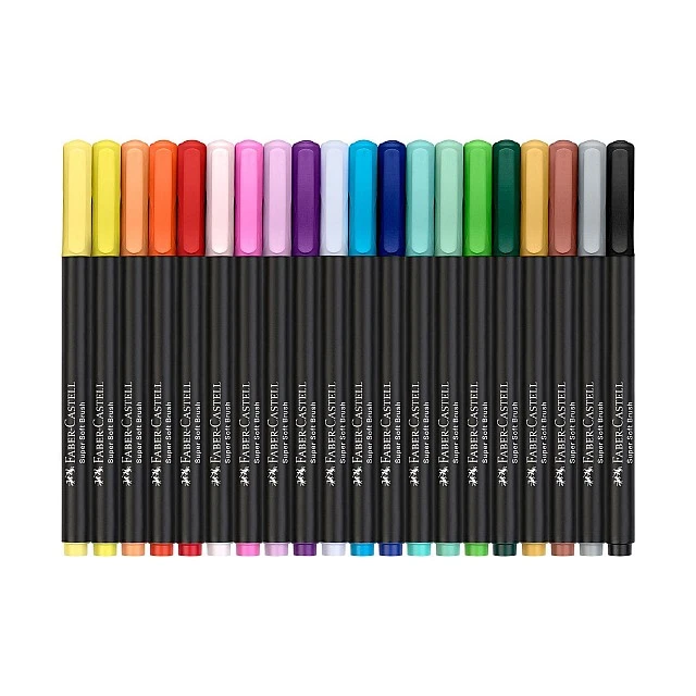 Faber-Castell Black Edition brush markers, 20 colours
