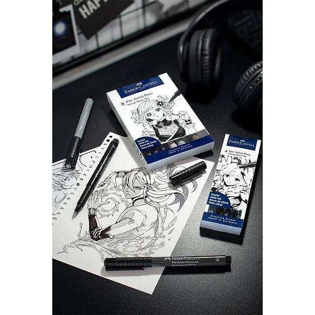 Faber-Castell Маркер Pitt Artist Pen, 8 цвята, Manga Set
