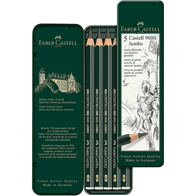 Faber-Castell Castell 9000 Jumbo graphite pencils, 5 pieces