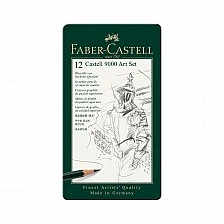 Faber-Castell Castell 9000 pencil, black graphite, set for artists, different hardnesses, 12 pieces