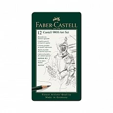 Faber-Castell Castell 9000 pencil, black graphite, set for artists, different hardnesses, 12 pieces