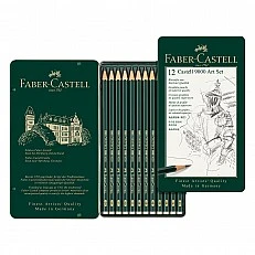 Faber-Castell Castell 9000 pencil, black graphite, set for artists, different hardnesses, 12 pieces