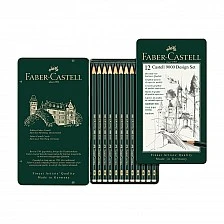 Faber-Castell Castell 9000 pencil, black graphite, set for designers, different hardnesses, 12 pieces