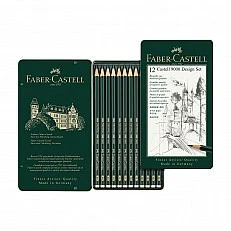 Faber-Castell Castell 9000 pencil, black graphite, set for designers, different hardnesses, 12 pieces