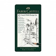 Faber-Castell Castell 9000 pencil, black graphite, set for designers, different hardnesses, 12 pieces