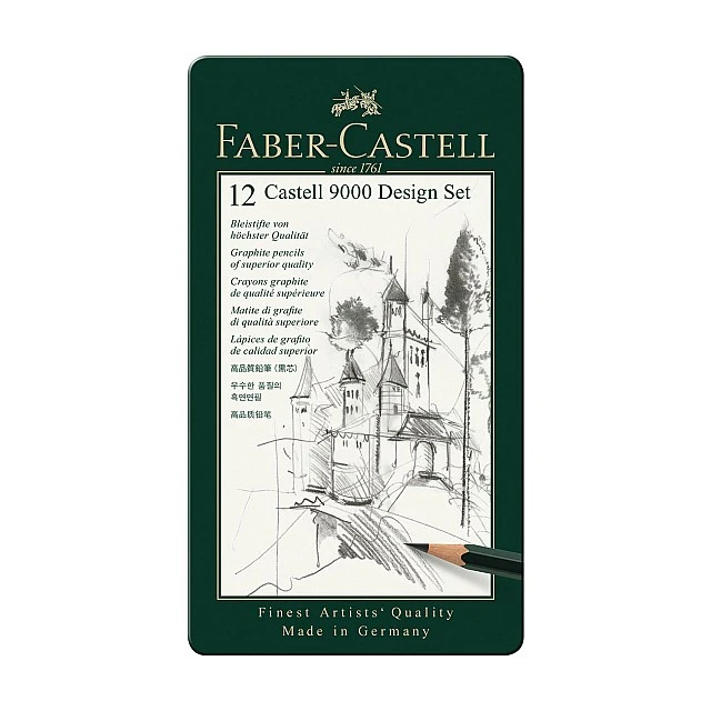 Faber-Castell Молив Castell 9000, чернографитен, комплект за дизайнери, различни твърдости, 12 броя