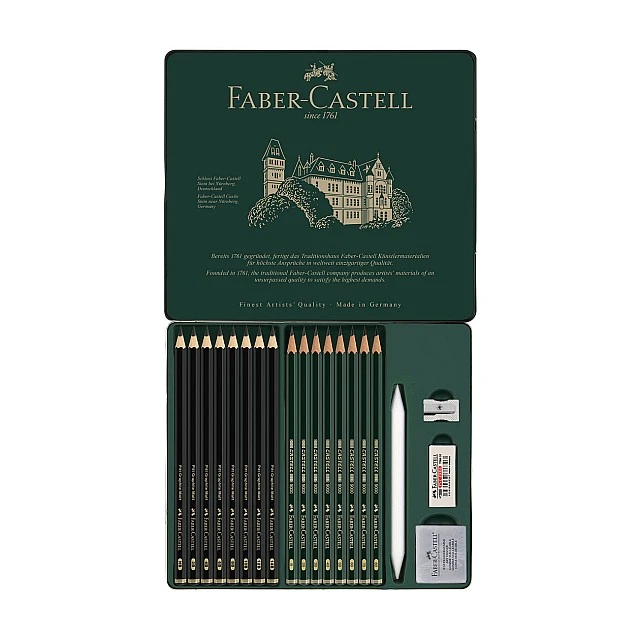 Faber-Castell Pitt Graphite Matt & Castell 9000 pencils, assorted grades, 20 pieces