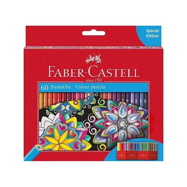 Faber-Castell Цветни моливи Замък, 60 цвята