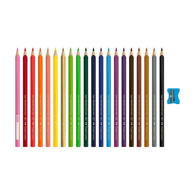 Faber-Castell Triangular Jumbo coloured pencils, 20 colours with sharpener