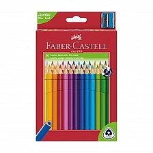 Faber-Castell Colored pencils Triangular Jumbo, 30 colors, with included sharpener
