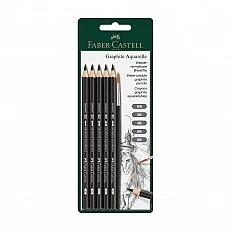 Faber-Castell Акварелни моливи Graphite Aquarelle, с четка, 5 броя