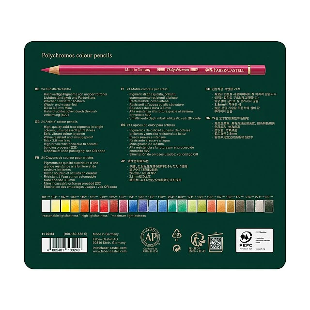 Faber-Castell Polychromos colored pencils, 24 colors