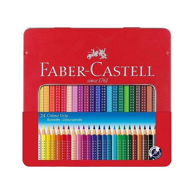 Faber-Castell Grip 2001 watercolour pencils, 24 colours, metal tin