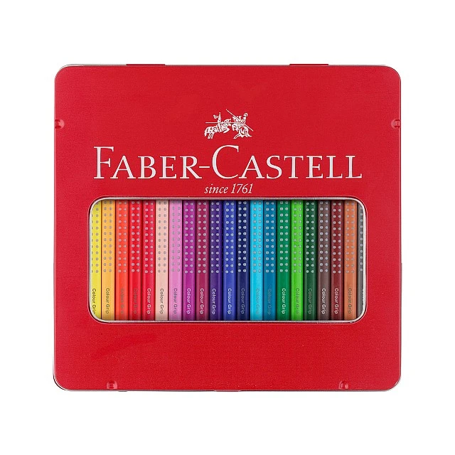 Faber-Castell Grip 2001 watercolour pencils, 24 colours, metal tin