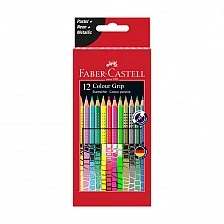 Faber-Castell Grip watercolour pencils, 12 pastel, neon and metallic colours