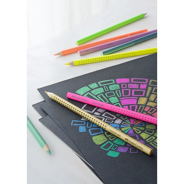 Faber-Castell Grip watercolour pencils, 12 pastel, neon and metallic colours