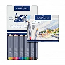Faber-Castell Watercolor pencils Goldfaber Aqua, 24 colors, in a metal case