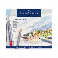 Faber-Castell Акварелни моливи Goldfaber Aqua, 24 цвята, в метална кутия