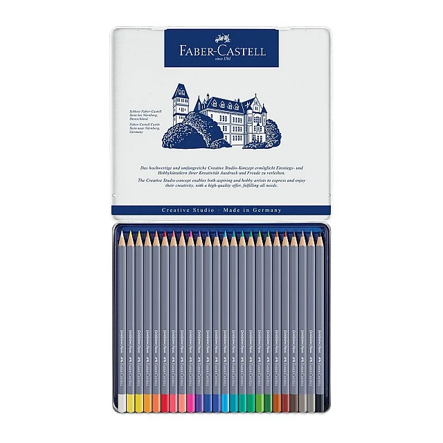 Faber-Castell Акварелни моливи Goldfaber Aqua, 24 цвята, в метална кутия