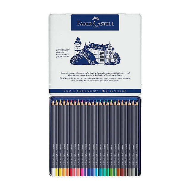 Faber-Castell Goldfaber colored pencils, 24 colors, in a metal box