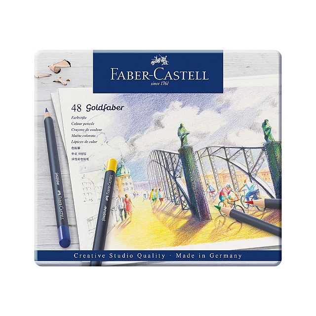 Faber-Castell Goldfaber colored pencils, 48 colors, in a metal case