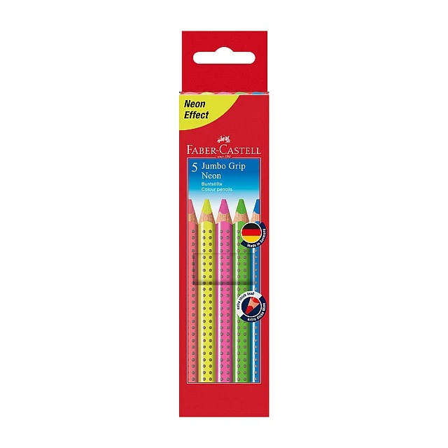 Faber-Castell Jumbo Grip pencils, neon, 5 colours