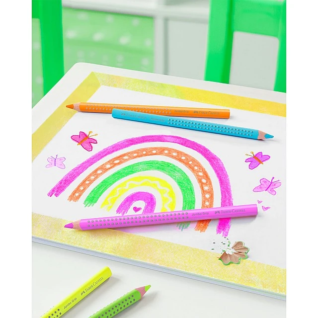 Faber-Castell Jumbo Grip pencils, neon, 5 colours