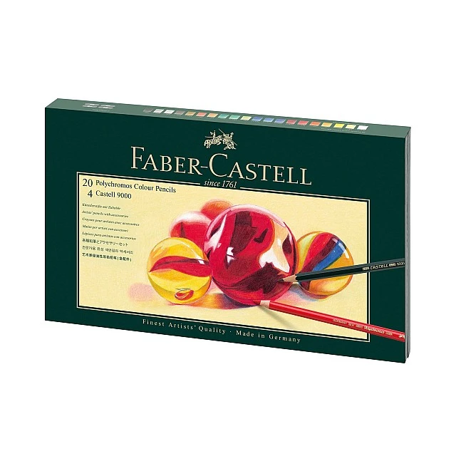 Faber-Castell Polychromos Pencils, 20 colors, with 4 9000 pencils