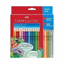 Faber-Castell Grip 2001 watercolour pencils, 18 coloured, 4 neon, 2 graphite