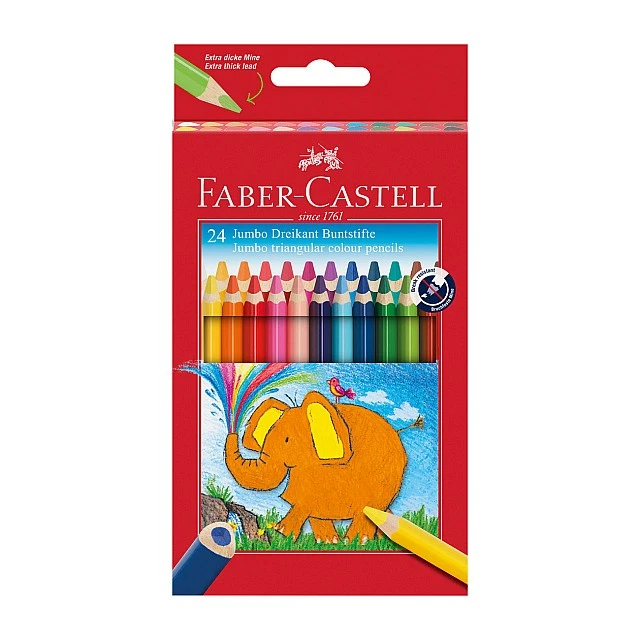 Faber-Castell Triangular Jumbo Pencils, 24 colors