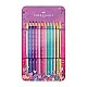 Faber-Castell Sparkle coloured pencils, 12 colours, pink metal tin
