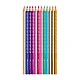 Faber-Castell Sparkle coloured pencils, 12 colours, pink metal tin