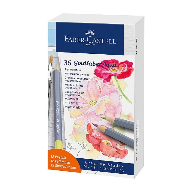 Faber-Castell Goldfaber Aqua Pencils, 12 pastel and 24 standard colors