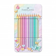 Faber-Castell Sparkle pencils, 12 pastel colours, metal tin